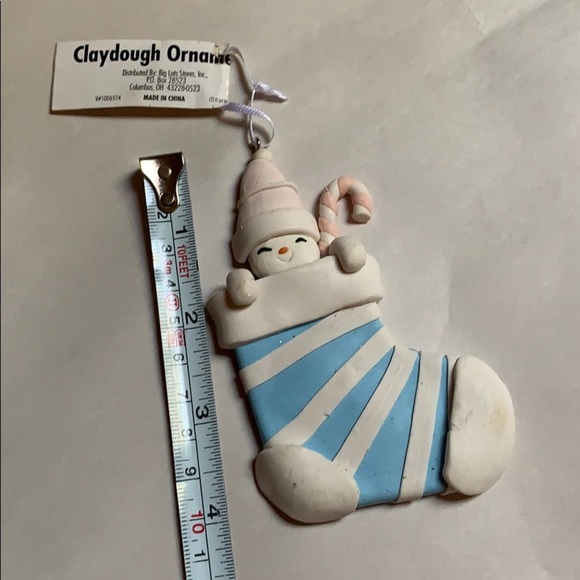 Claydough baby in Stocking Christmas ornament used